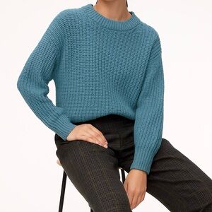 WILFRED x ARITZIA Salette Chenille Knit Pullover Sweater Teal Blue Size XS